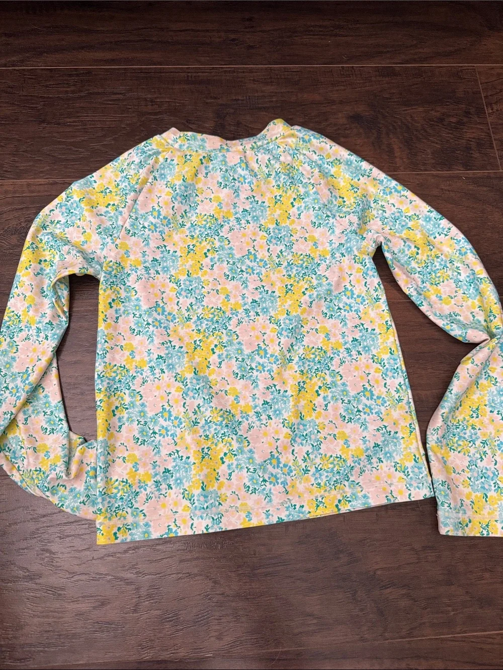 Tucker + Tate Yellow Green Floral Long-Sleeve Rashguard with Pink Stripe Bottoms
